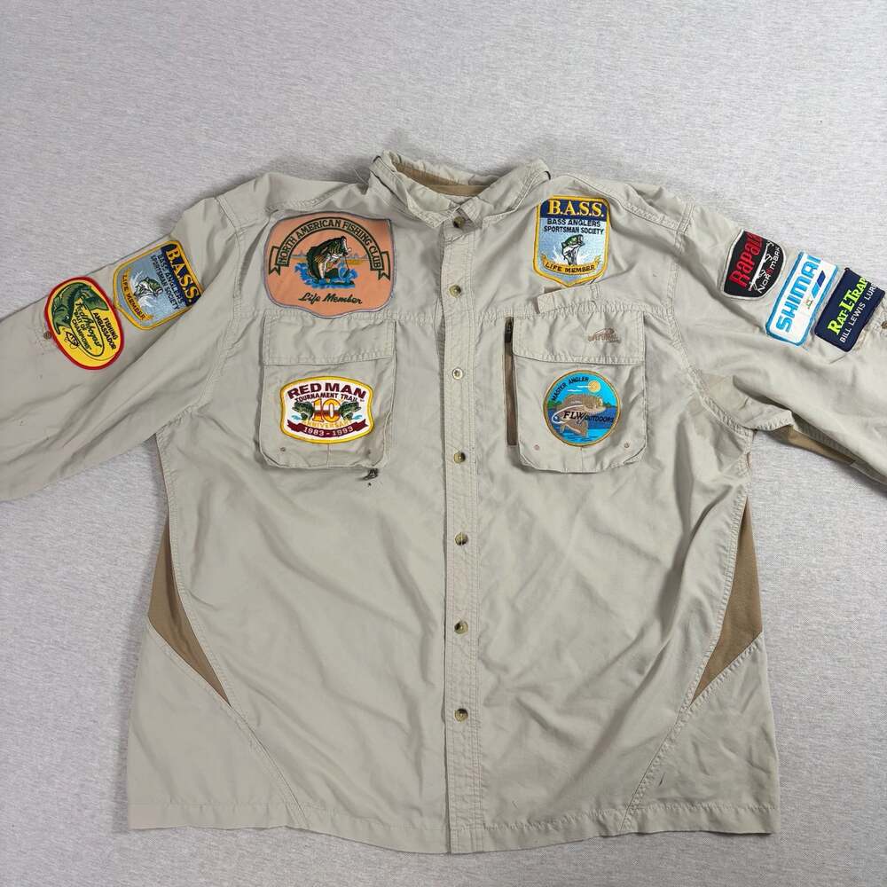 Natural Gear Men Fishing Performance Shirt with Professional Tournament Patches